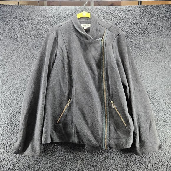 Coldwater Creek Jackets & Blazers - Coldwater Creek Womens Jacket Black Size W18 Cotton Blend Long Sleeve Zip Close